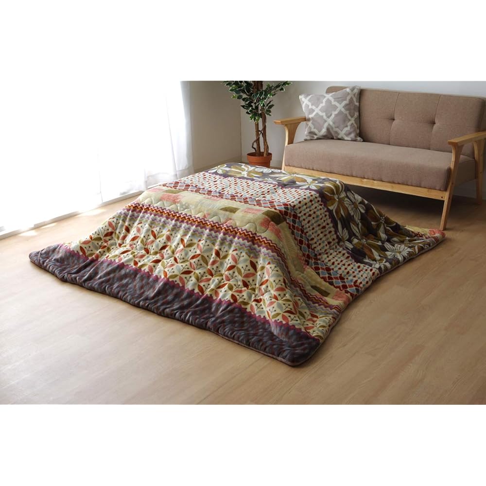 Ikehiko Corporation Kotatsu Futon Rectangle Lugana Approx. 190 x 240cm Gray Leaf #5543519
