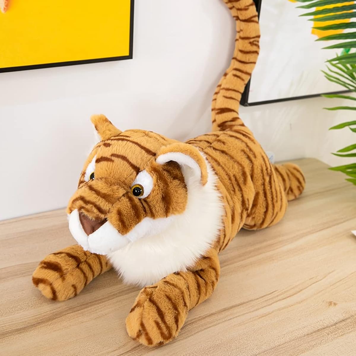 iger stuffed animal, hug pillow, soothing toy, good night, Mime Friends, fluffy, cute, soft, comfortable, gift, interior, flexible, stress relief, photo prop, fluffy, sleeping together, hug pillow, animal toy, squishy, Christmas, realistic, brown, 70cm