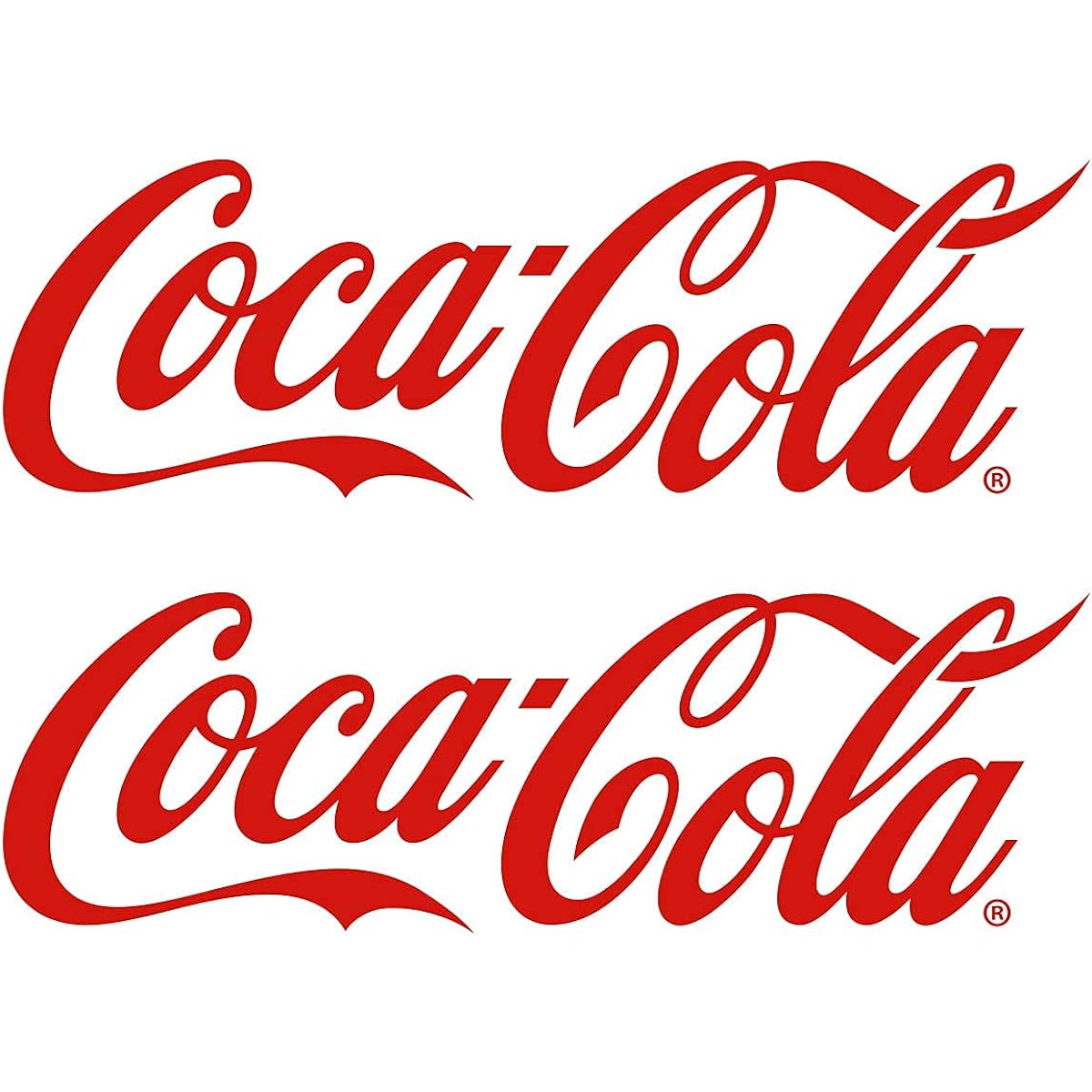 Retro Planet - Coca-Cola Script Cutout Vinyl Stickers Set of 2 Classic Coca-Cola Peel and Stick Decals for Fridge Cooler Soda Machine Car Bumper (5" x 16", Red)