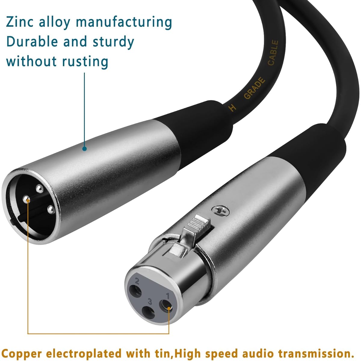 SSS/GRGB XLR Cable XLR Microphone Cable (3.3ft 6 Pack) Oxygen Free Copper 3 Pin XLR Speaker Cable Male to Female Balanced Microphone Cable Microphone Compatible DMX Stage Light Mixing Console