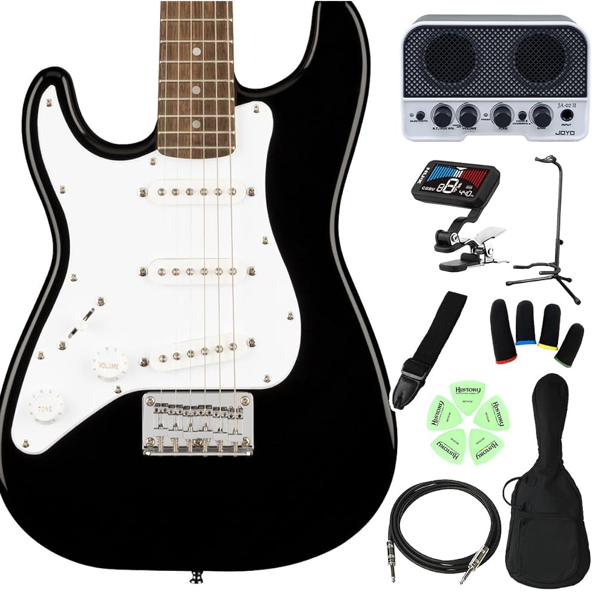 Squier by Fender Mini Stratocaster Left-Handed Black Elementary school students can play from the first grade! Kids guitar beginner set Electric guitar for children Mini guitar Black Stratocaster Left-handed Squier/Squier