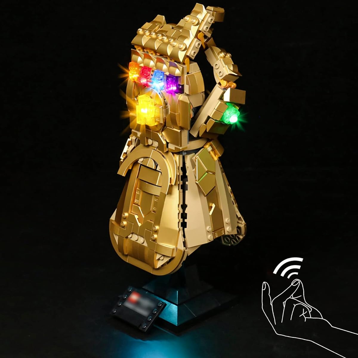 LMTIC Voice Control Lighting Kit for Lego Infinity Gauntlet Collection Building Kit Light Set Compatible with Lego 76191 Thanos Right Hand Gauntlet Model(LEGO set is not included).
