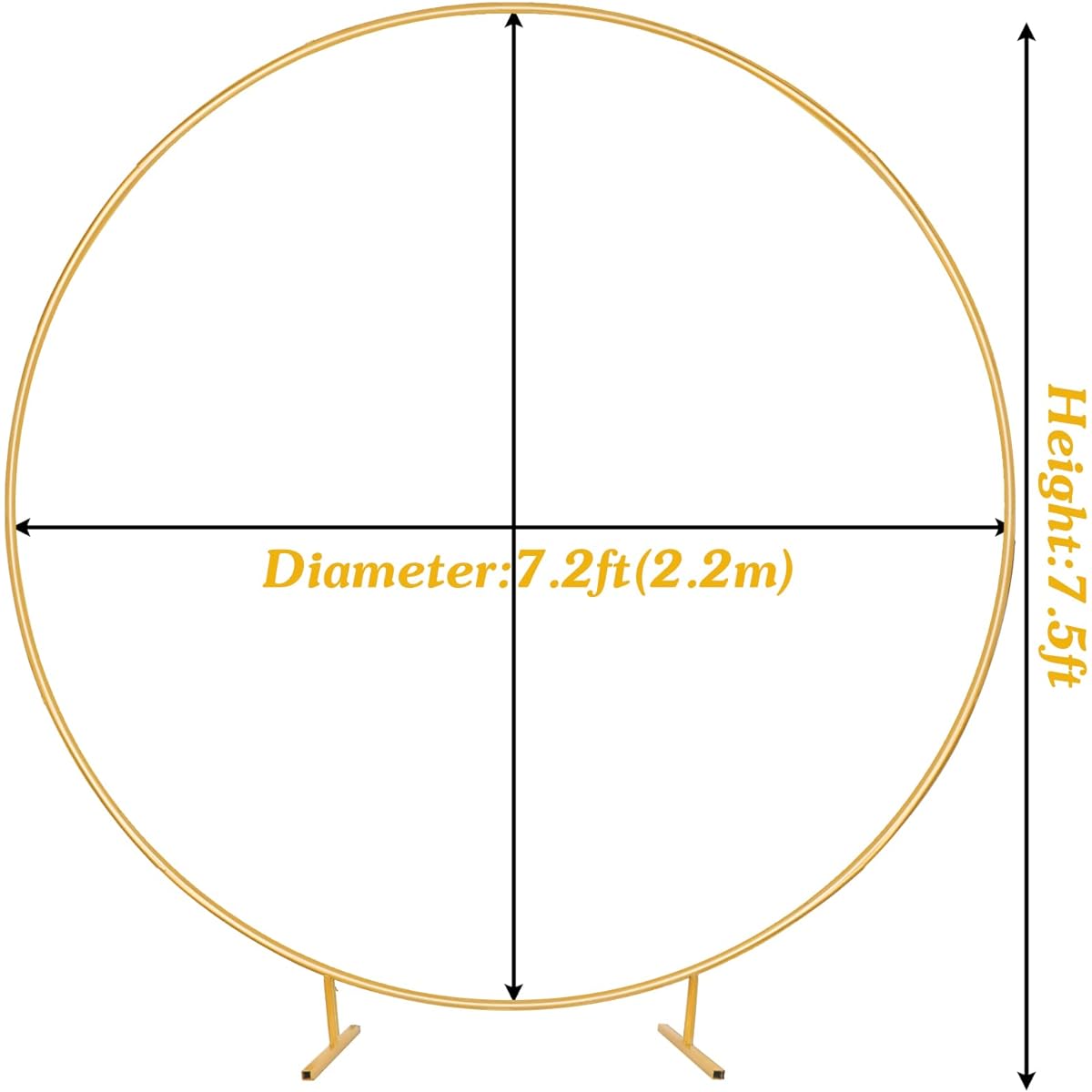 RUBFAC Round Balloon Arch Stand Kit, 7ft Metal Circle Balloon Arch Frame Gold Wedding Arch Birthday Party Supplies for Wedding Graduation Baby Shower Event Photo Backdrop Decorations
