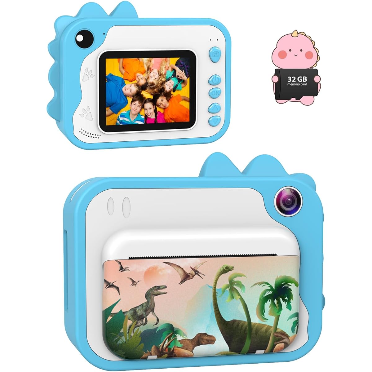 Print Camera for Kids, Toy Camera, Kids Camera, Print Instant Camera, Cash Register Roll Paper Print, 2.4 Inch, 40MP 1080p, Digital Camera for Kids, 3 Volume Print Paper, 5 Color Brush Pencil, 32GB Memory Card Included, Gift, Children's Day, Birthday
