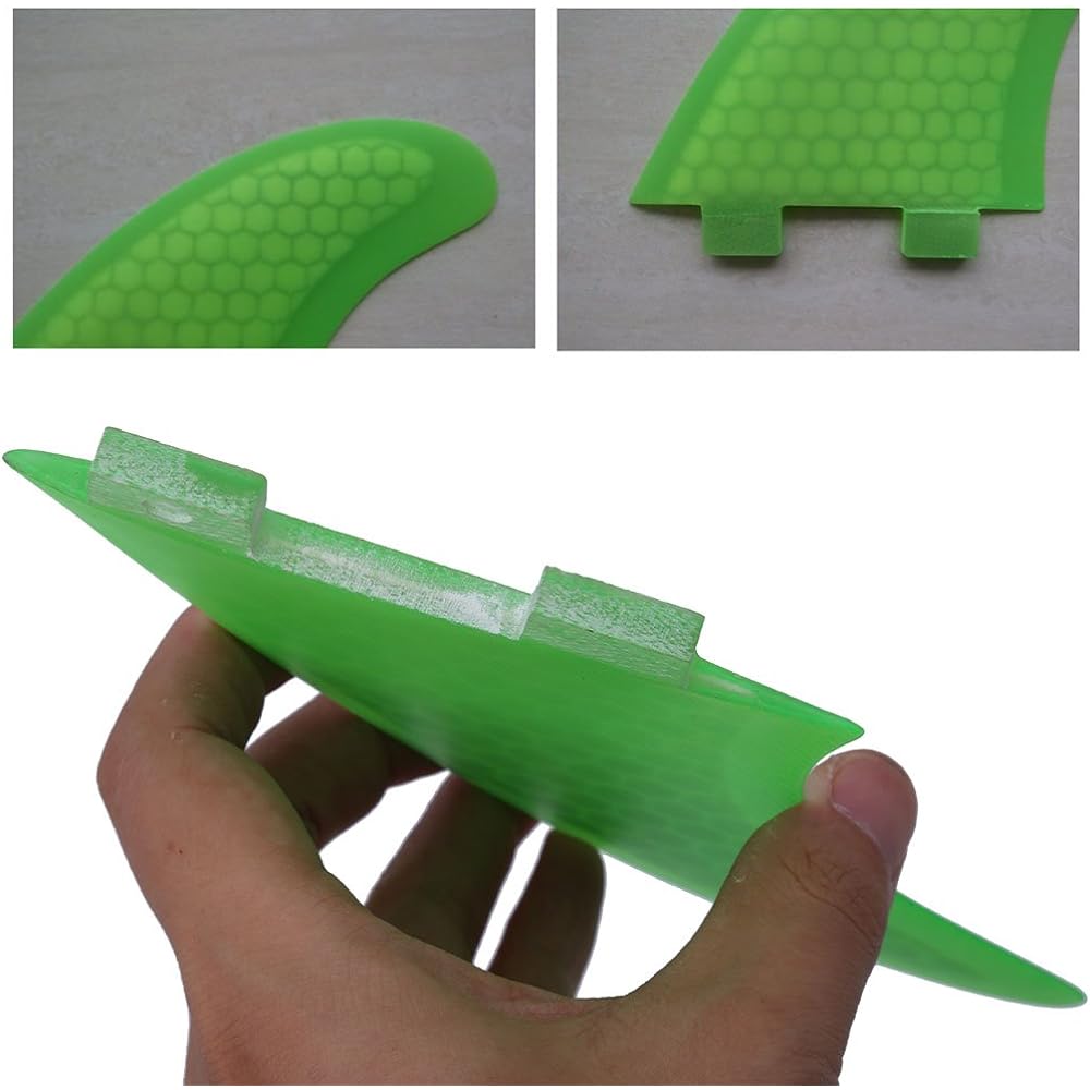 Surfboard fins 3 fins set of 3 FCS compatible green
