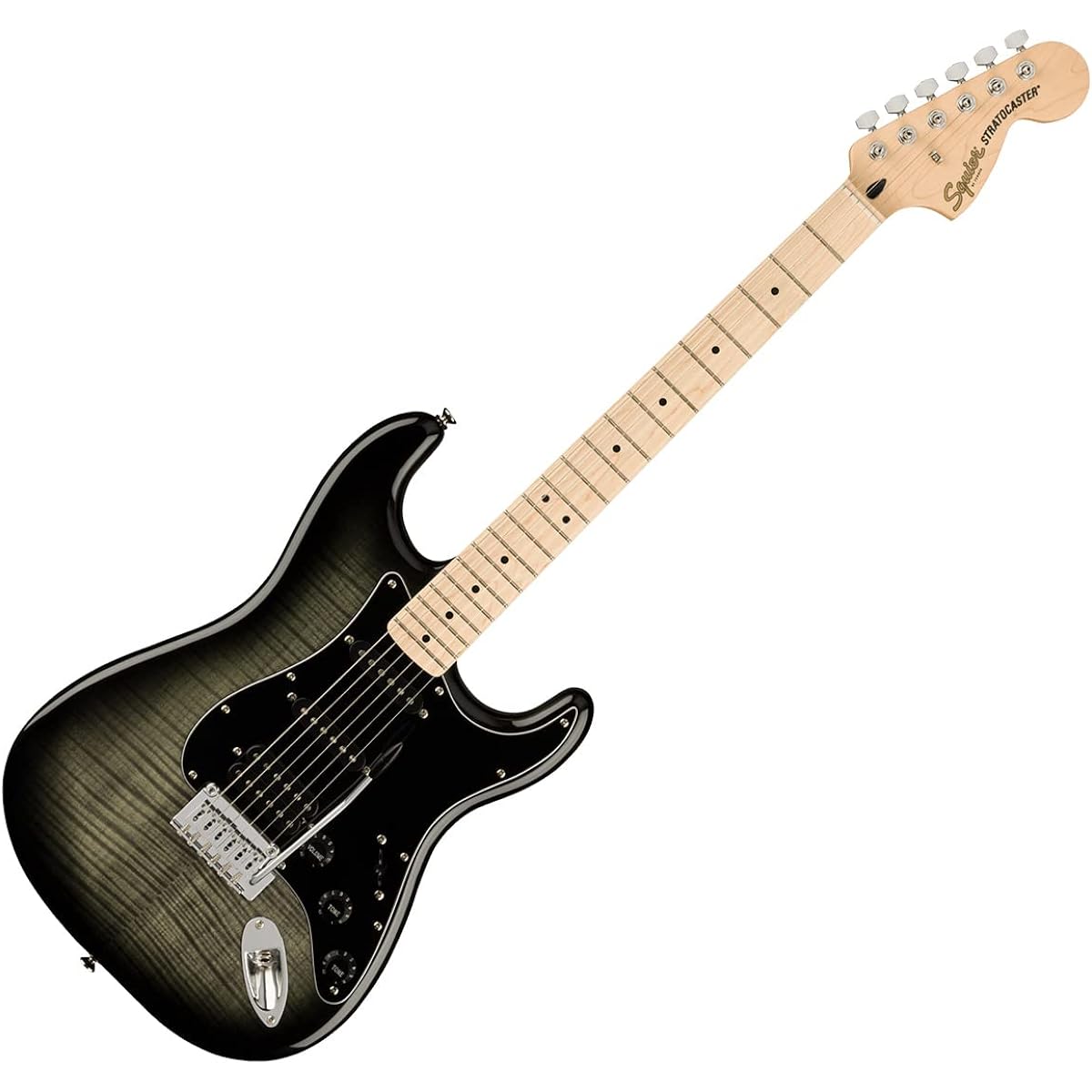 Squier by Fender Affinity Series Stratocaster FMT HSS Maple Fingerboard Black Pickguard Black Burst Electric Guitar Beginner 14-piece Set [With Mini Amp] Stratocaster Squier/Squier