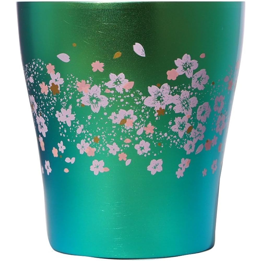HORIE Made in Tsubame, Niigata Prefecture Pure Titanium Double Tumbler Sakurasaku 250cc Pink/Green 2 Color Set T15SS250GP T15SS250GP