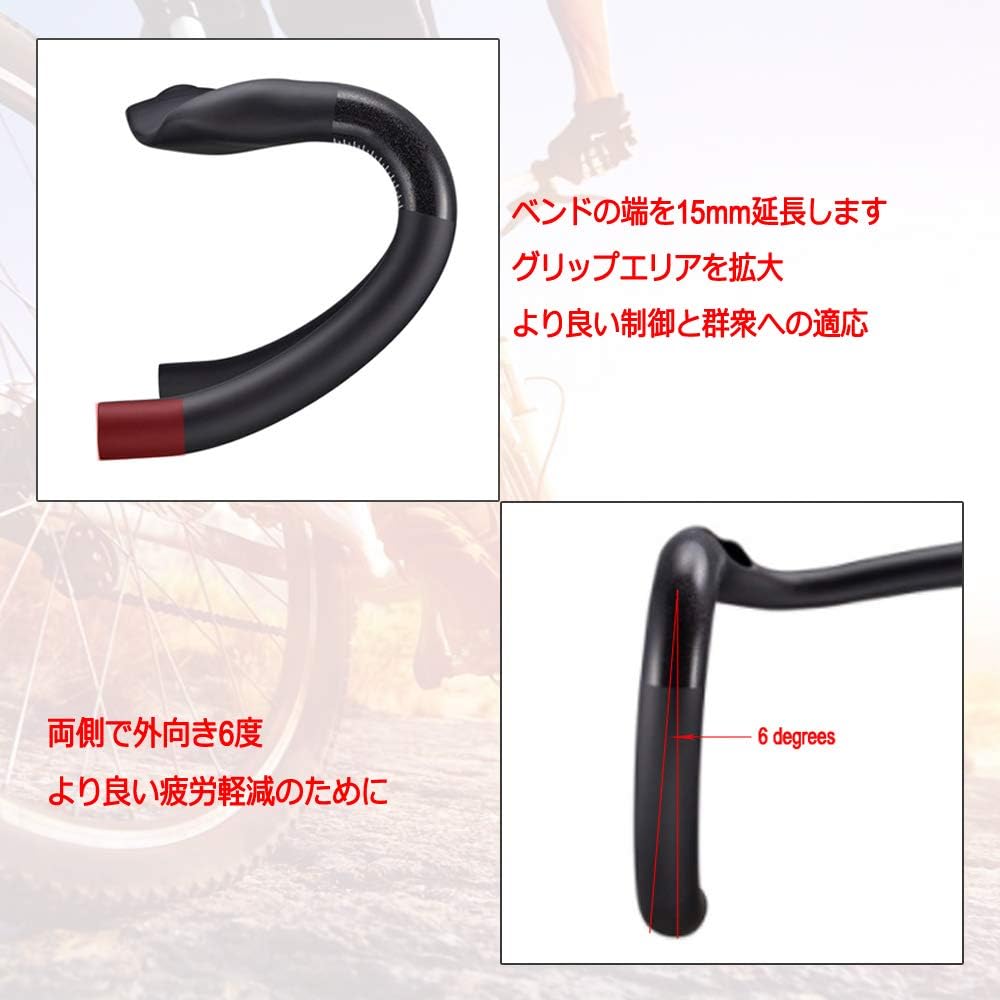 No Logo Road Bike Aero Handlebar Carbon Bicycle Carbon Handlebar Outer Diameter 31.8mm Bar 420mm 3K Glossy