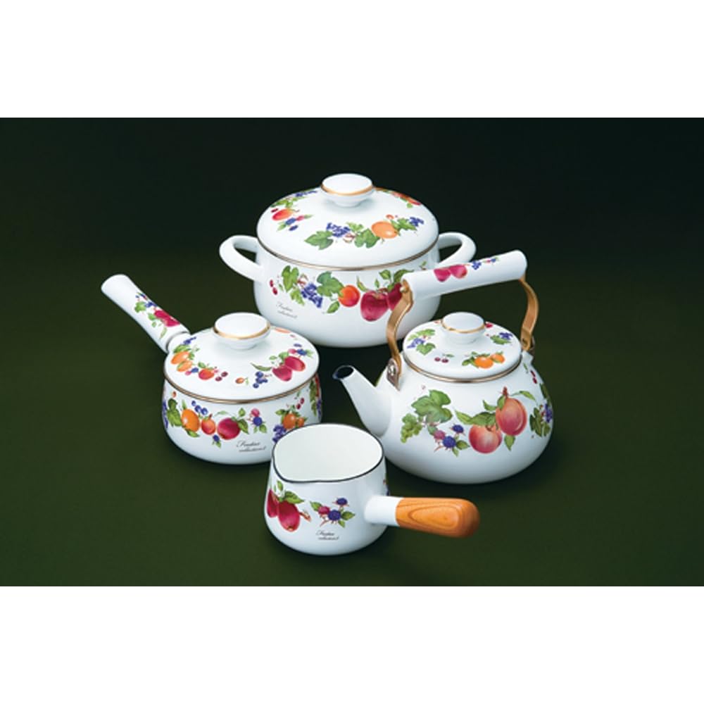 Fuji Enamel Double Handed Pot Multi-Functional Pot with Slatted Pot 23cm 5.2L IH Compatible Fruits Collection II FTC-23W
