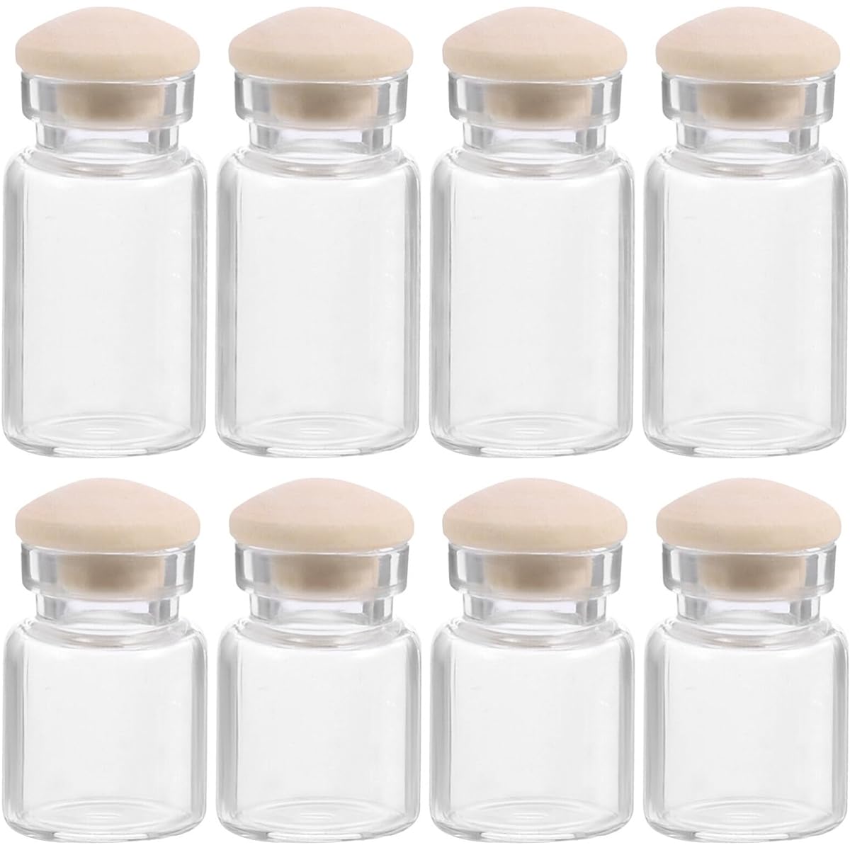 FAVOMOTO Miniature Glass Jar Models, 8Pcs Mini Cookie Jars Clear Candy Jars Food Storage Canisters Dollhouse Accessories Kitchen Bar Decoration