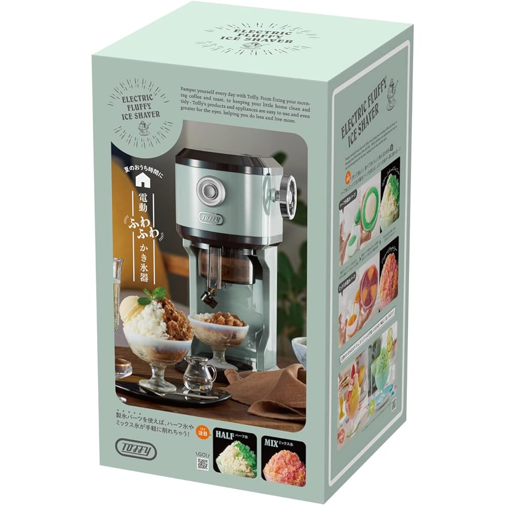 [Toffy] Electric Fluffy Shaved Ice Maker K-IS12 (Pale Aqua) [2023 Model] Authentic Shaved Ice, Frozen Fruit, Half Ice, Mixed Ice, Juice, Milk Ice, Fluffy, Smooth, Crisp, Ice Cup Included K-IS12