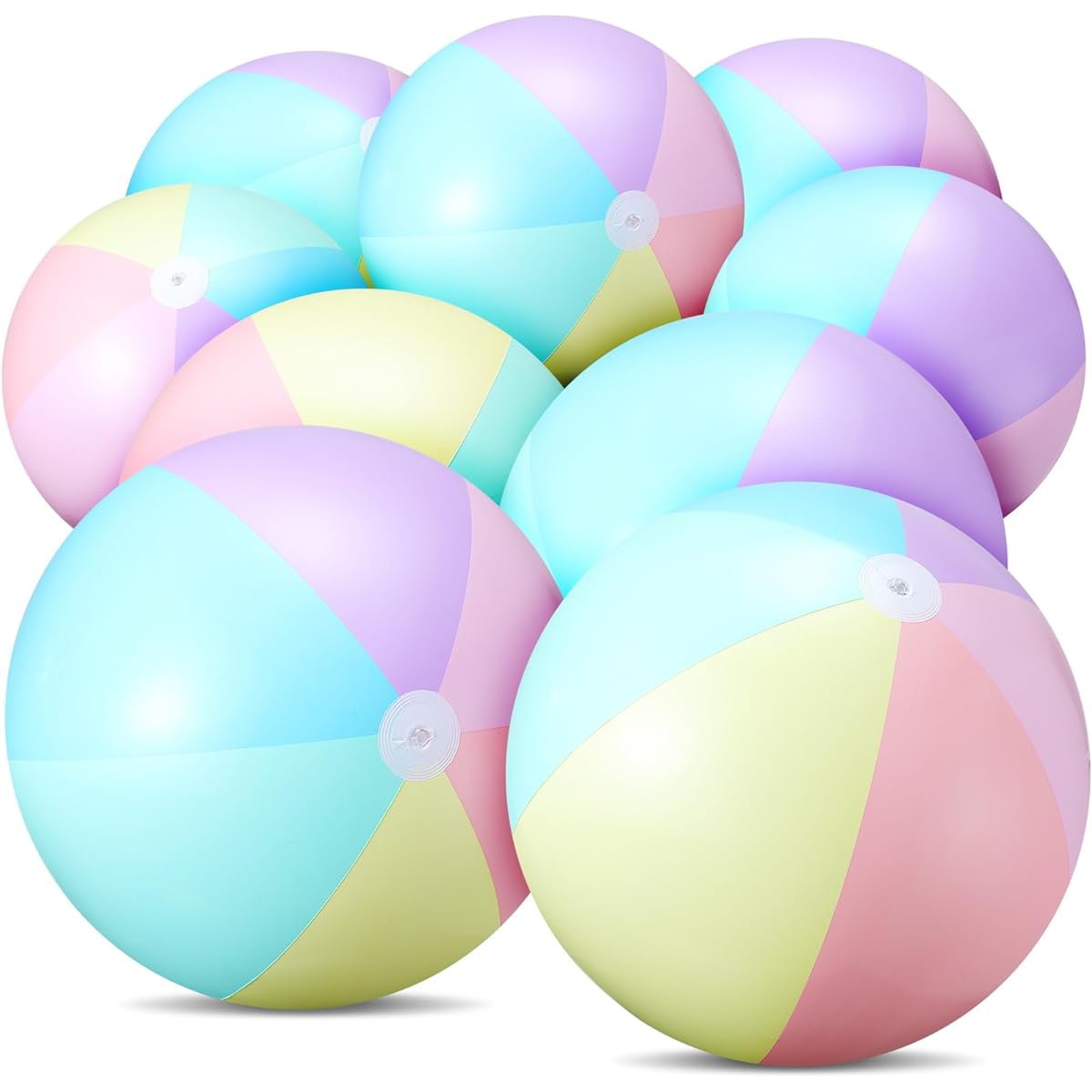MiniInflat 12pcs Beach Balls Bulk, Jumbo Big Inflatable 24 Inch Beach Balls, Macaron Rainbow Color Beach Balls for Boys Girls Adults, Summer Beach, Swimming Pool, Party, Souvenirs, Water Games