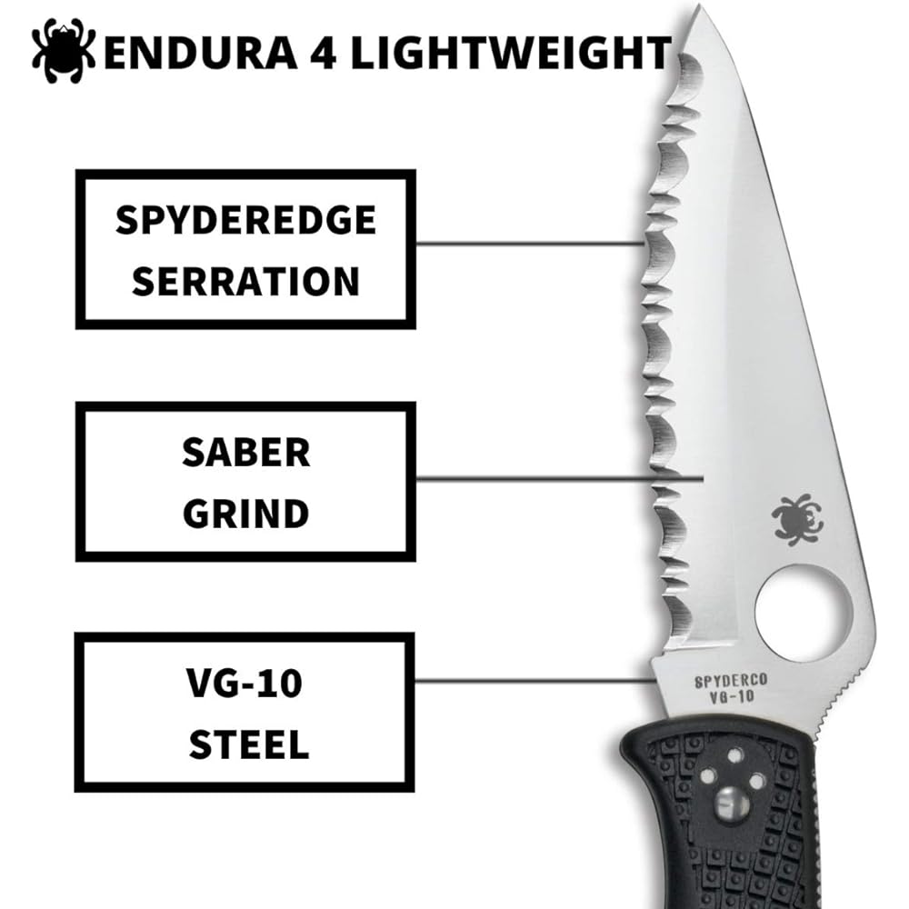Spyderco Endura 4 Black Wave Blade C10SBK
