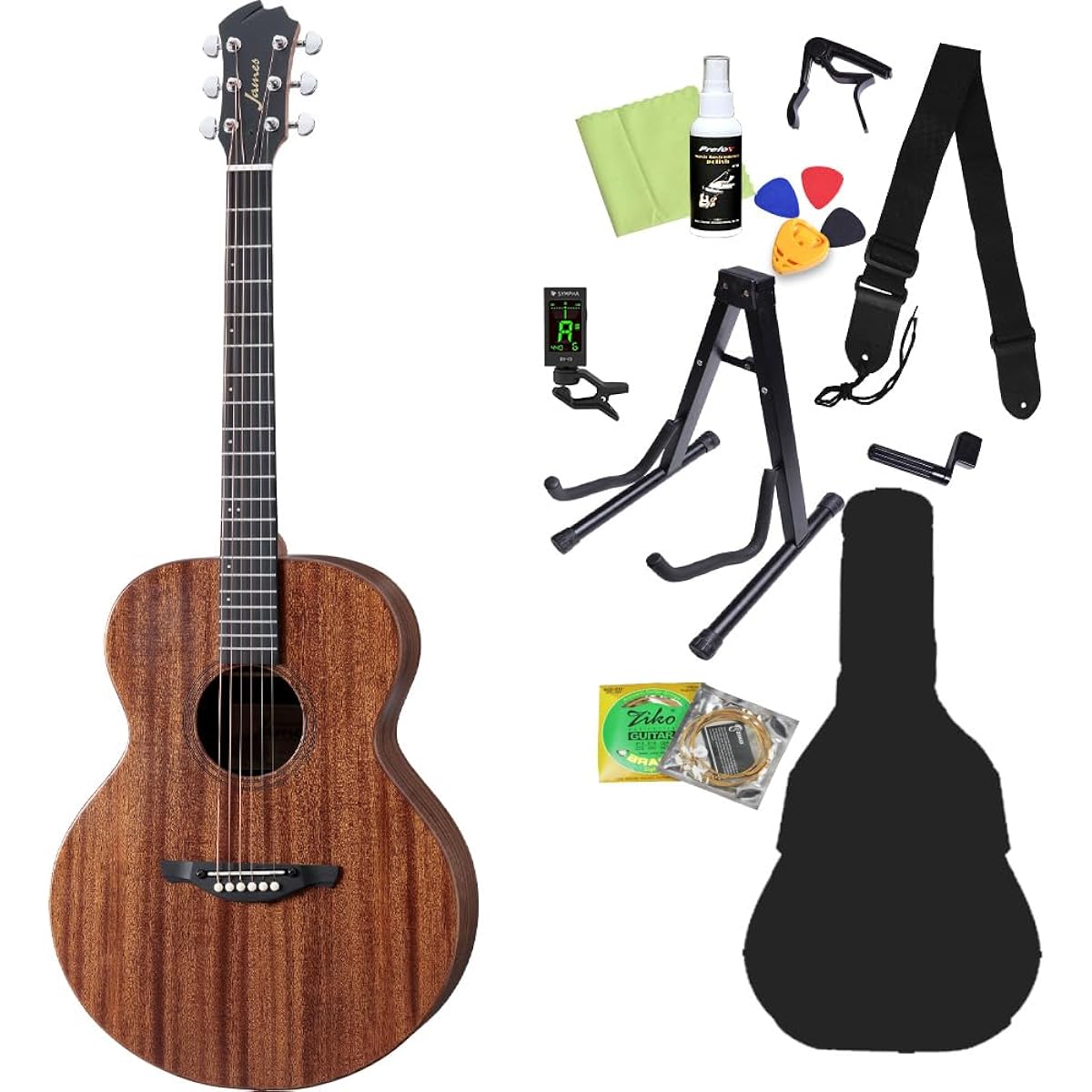 James J-300S Acoustic Guitar Beginner 12-piece Set J-300S (SNT) Solid Top Easy String Height Adjustment Thin Neck James