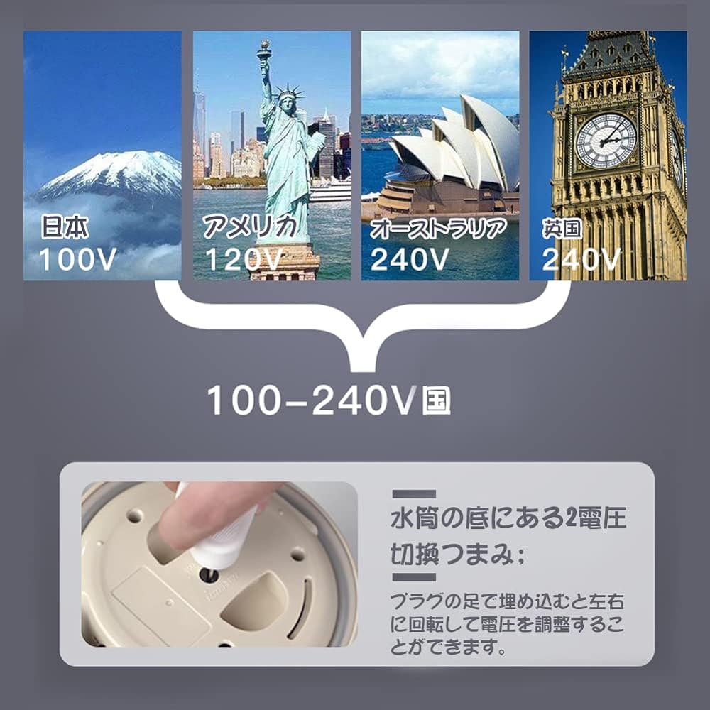 Foldable electric kettle 100℃ 800ml Can be used in Japan and overseas Portable pot Electric pot Water heater Compact Heating/thermal insulation Water heater 304 stainless steel and silicone Empty boiling prevention function Automatic power off when boili