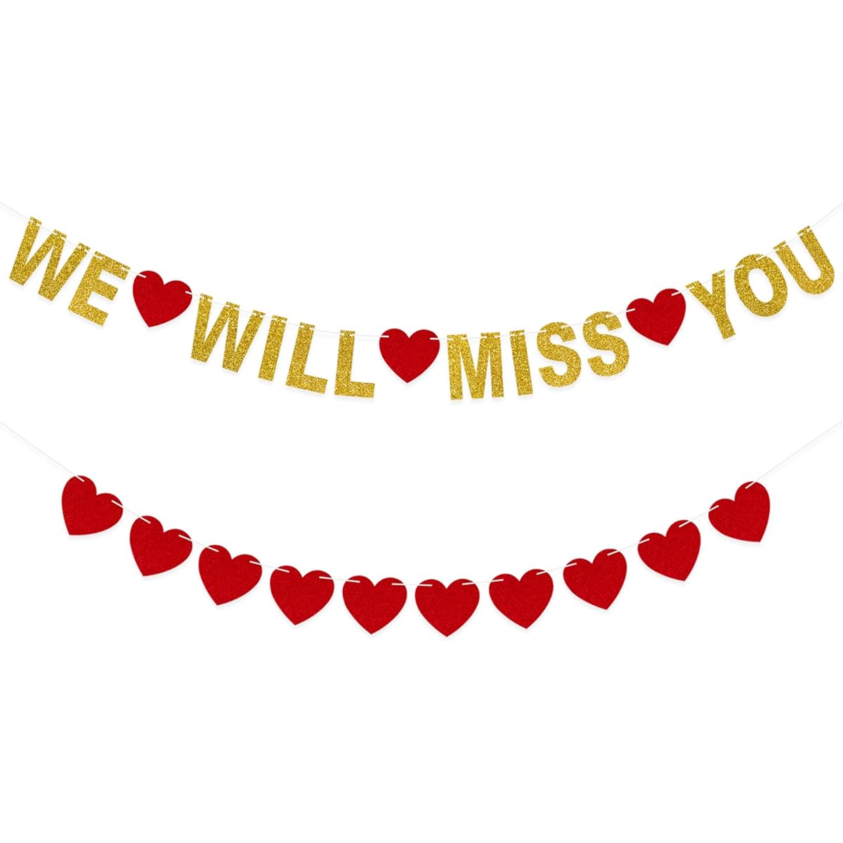 Gold Glitter We Will Miss You Banner Bunting Retirement Outing Office Work Farewell Party Decoration