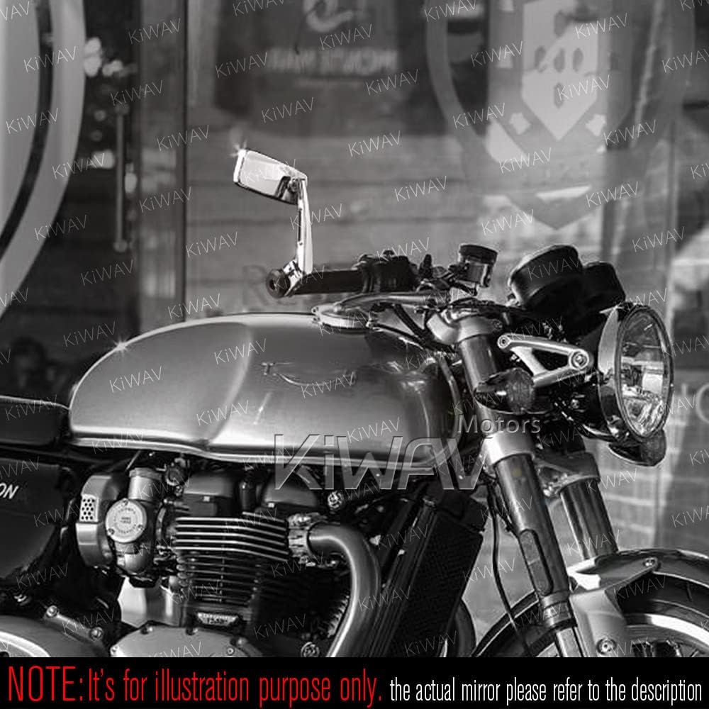 KiWAV Bar End Mirror Classic Chrome Can be attached to M12 threaded handle, left and right set