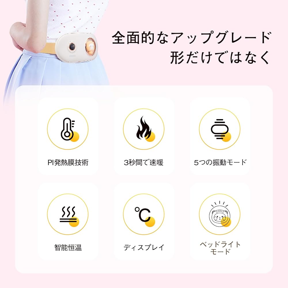 Susanny Waist Support, Abdomen, EMS Vibration, Heating, Waist Belt, Cute Cat, Electric Heating, Home, Cold Protection, Mother, Birthday Present, Women, LCD Display, Type-C Rechargeable, Japanese Instruction Manual Included, White