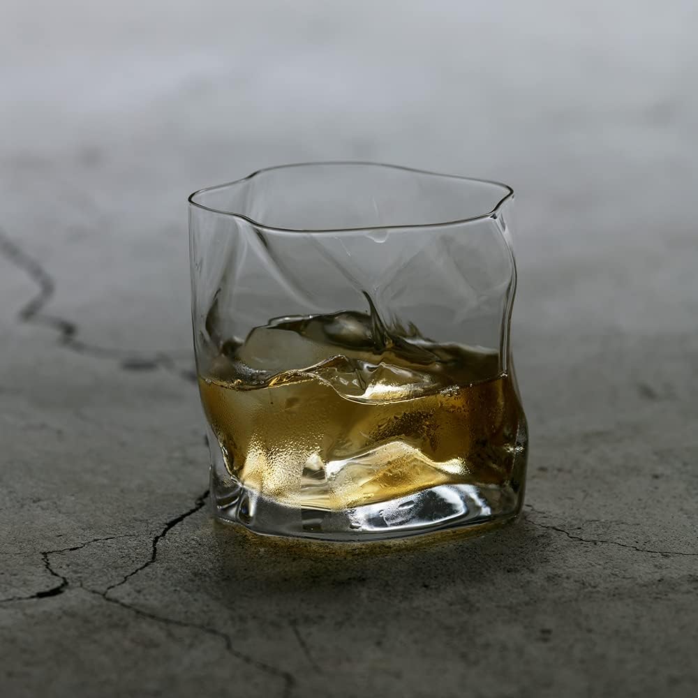 Rock Glass Kimura Glass Store x Designer Makoto Komatsu Collaboration Crumple Old Clear
