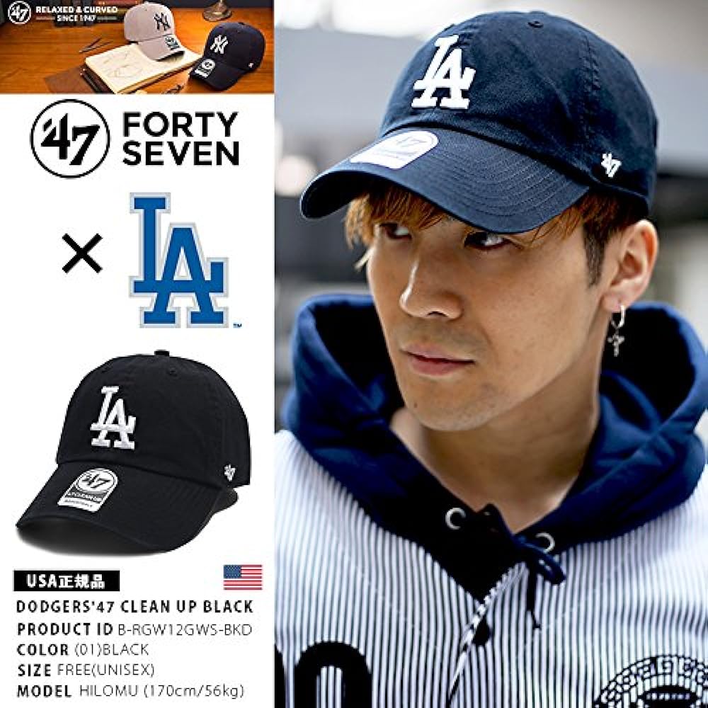 [B-RGW12GWS-BKD] Forty Seven Brand 47BRAND Low Cap Los Angeles Dodgers Collaboration CAP Hat Baseball Black MLB Major League Genuine Product