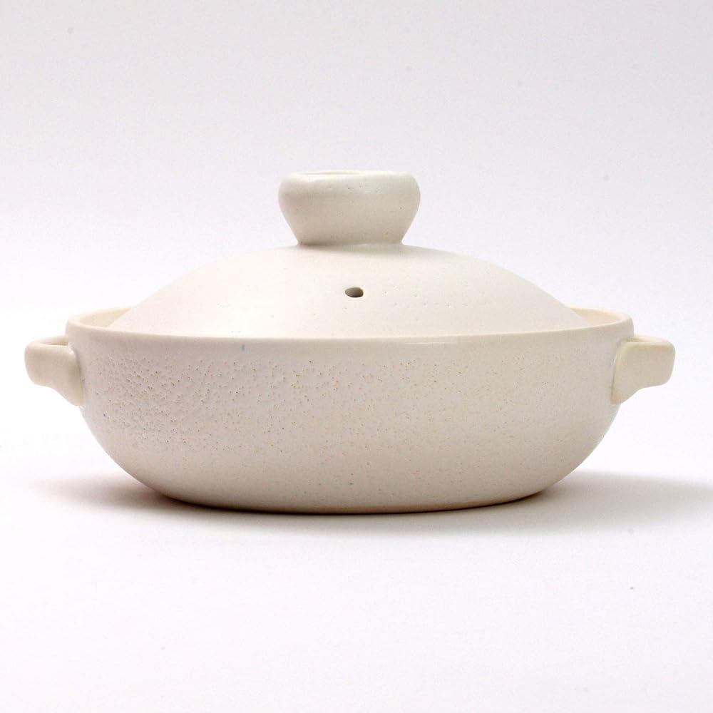 Maruyoshi Pottery Earthen Pot Modern White No. 8 (for 3-4 people) M3621