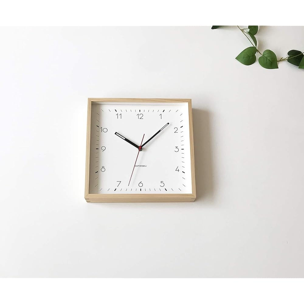KATOMOKU Square clock 3 Hinoki radio clock sweep km-114NARC natural