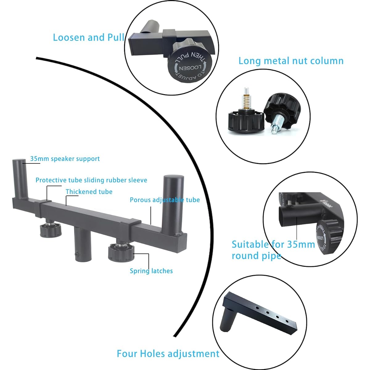 Speaker Stand Mount Dual Speaker Pole Mount Bracket for Pa Speaker DJ Speaker On Stage Speaker Width Adjustable (15.7"~22.8")
