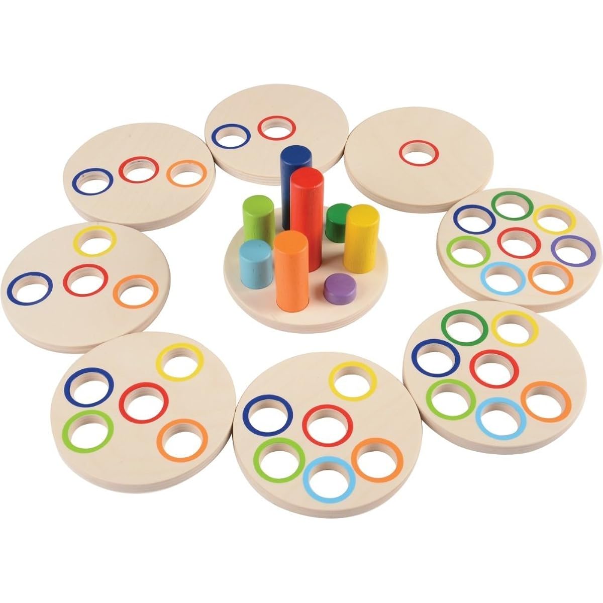 Constructive Playthings Wooden Logic Stacking Puzzle Colorful Stackable Puzzle for Kids SAN-24