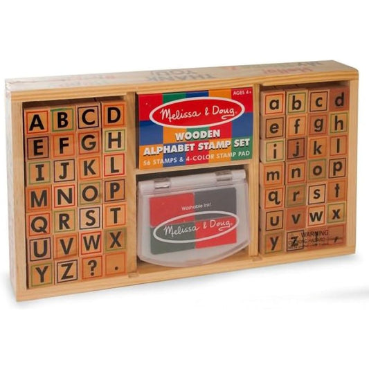 Alphabets: Wooden Stamp Set + Free Melissa & Doug Scratch Art Mini-Pad Bundle [35576]