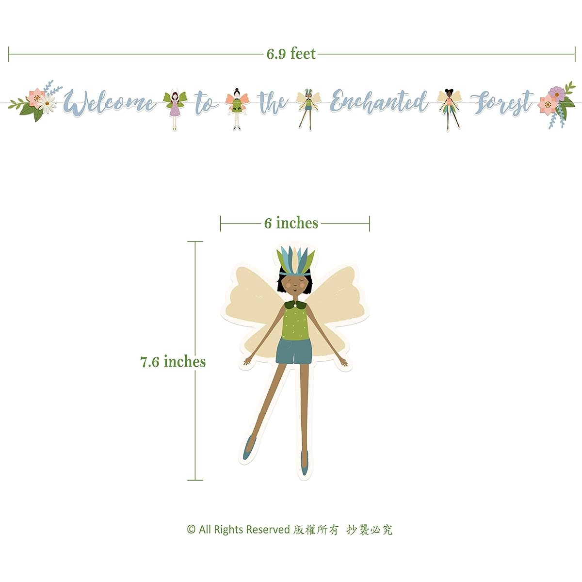 9ft Paper Woodland Fairy Party Banner "Welcome to the Enchanted Forest for Fairy Theme Birthday Party Garden Party Picnic Woodland Wedding Party Decorations