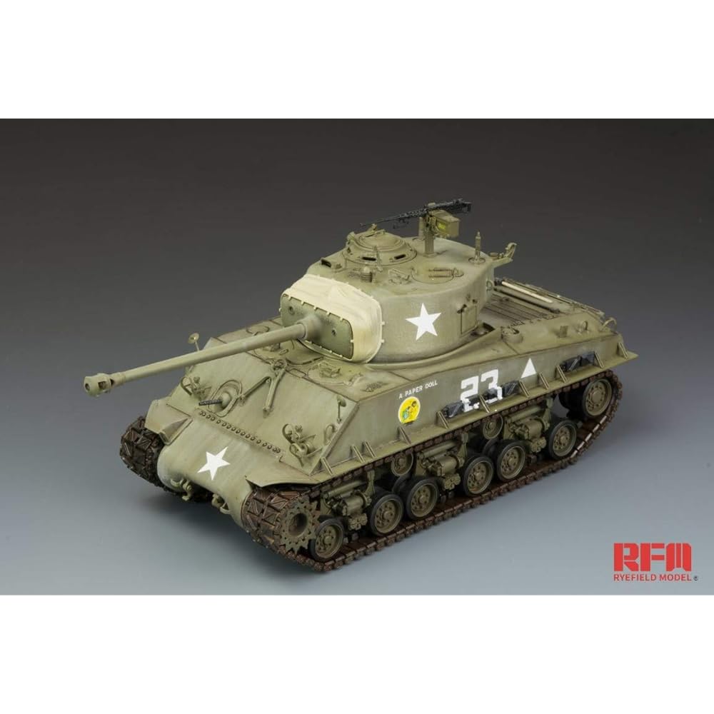 Ryfield Model 1/35 US Army M4A3E8 Sherman Medium Tank Easy Eight w/Movable Track Plastic Model RFM5028