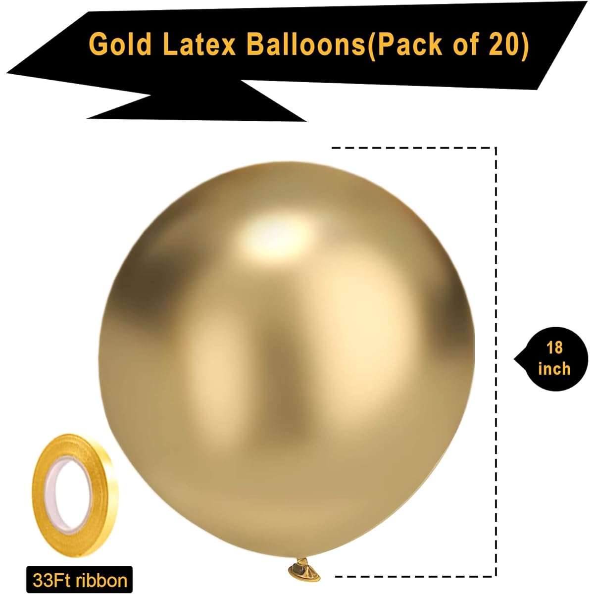 Gold Balloons Latex Party Balloons - Pack of 20 18 Inch Large Golden Thick Balloons Large Round Helium Balloons for Baby Shower Wedding Birthday Party Decorations