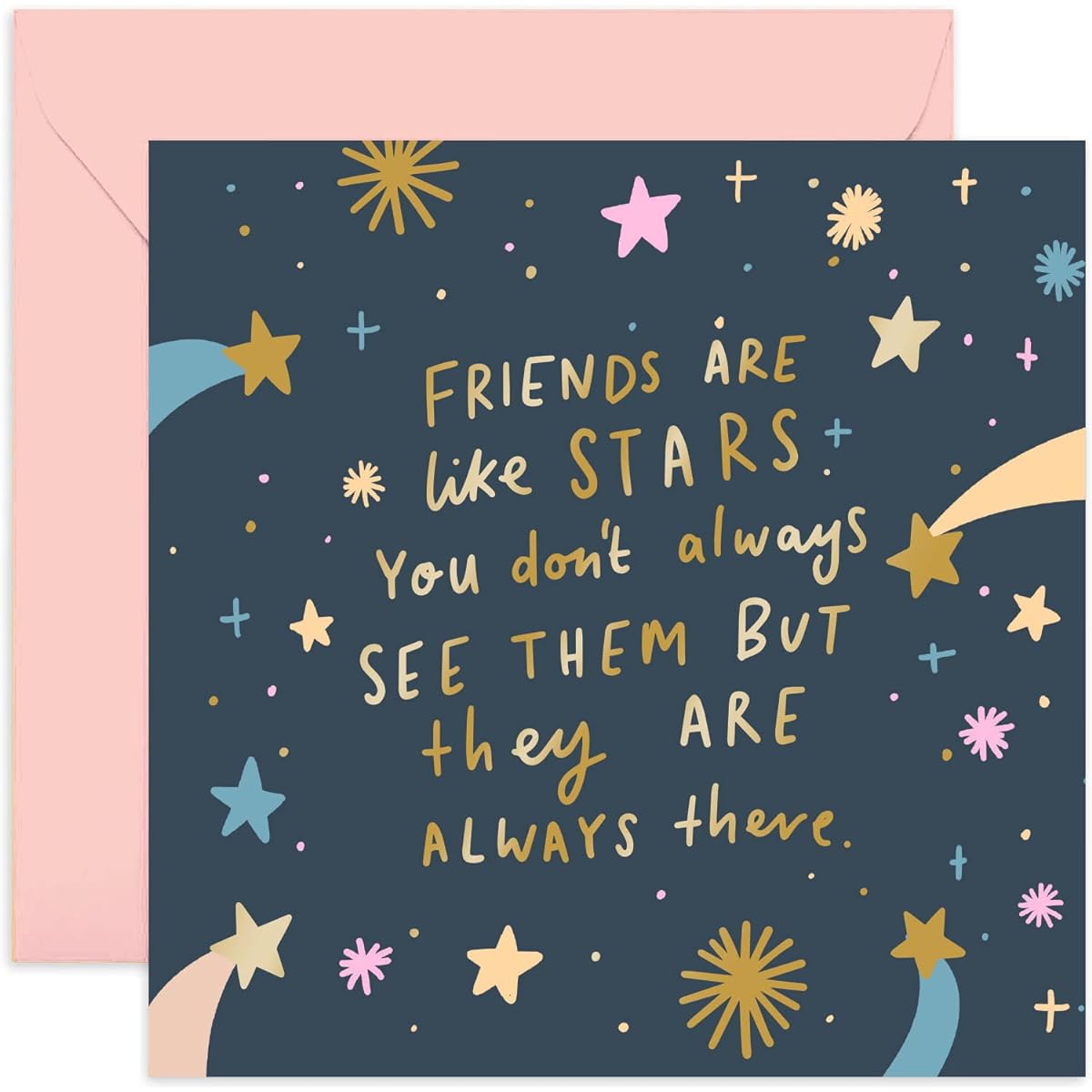 Old English Co. Friends Are Like Stars Greeting Card - Happy Birthday Card for Your Best Friend - Thank You For Support Friendship Card - Thinking of You Card for Her Him | Blank Inside Includes Envelope