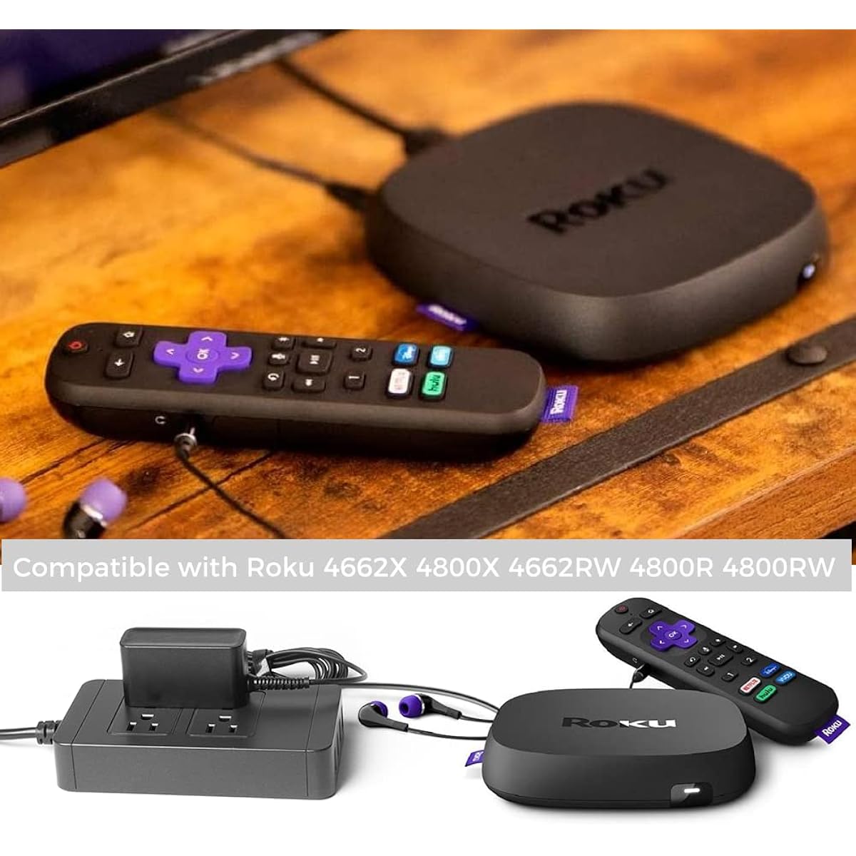CASIMY 12V Charger for Roku 4662X 4800X 4662RW 4800R 4800RW Ultra LT HD 4K HDR Streaming Media Streamer Player TC2-R1016 ADS-18FSR-1212018EPCU ADS-18FSR-12 12018EPCU Power Adapter