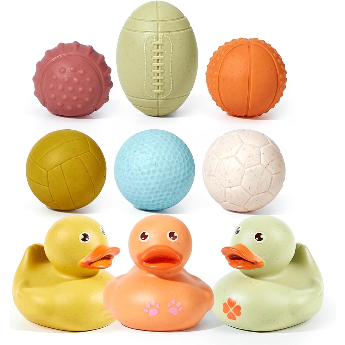 No Hole No Mold Bath Toys Montessori Toys for Babies 3 Months and Up 9 Sports Balls Safety Bath Ducky Toy Set Toddler Sensory Balls 1-3