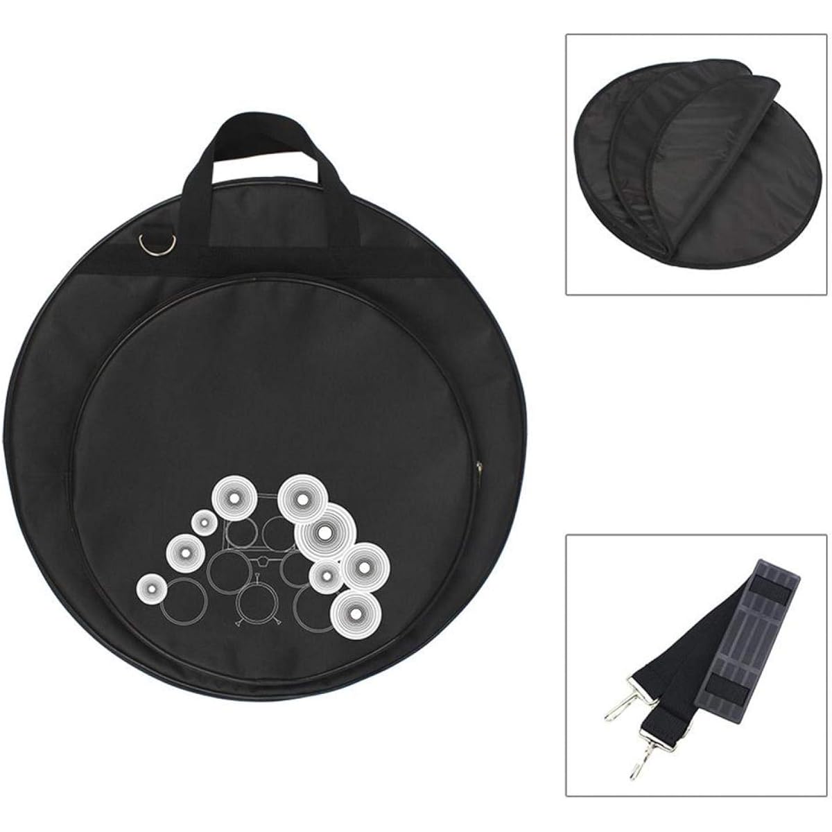21" Portable Cymbal Bag Durable Cymbal Bag Three Pocket Design Detachable Divided Shoulder Strap