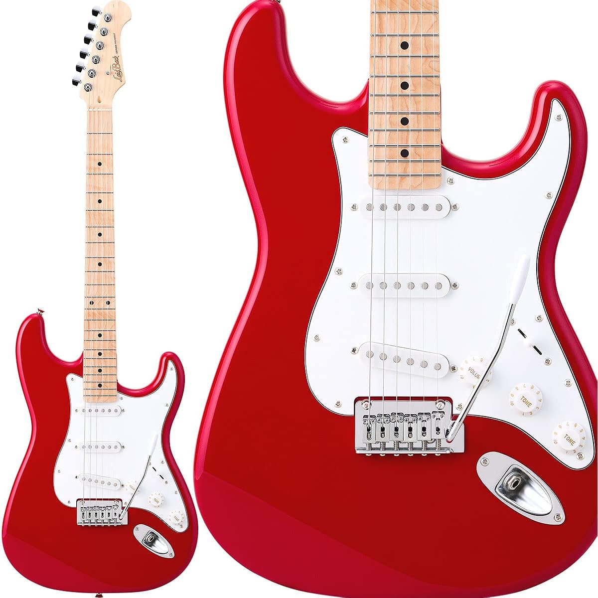 LaidBack LST-5-M-3S Carmine Red Electric Guitar Strat Type Humbucker Switchable Alder Body Laid Back