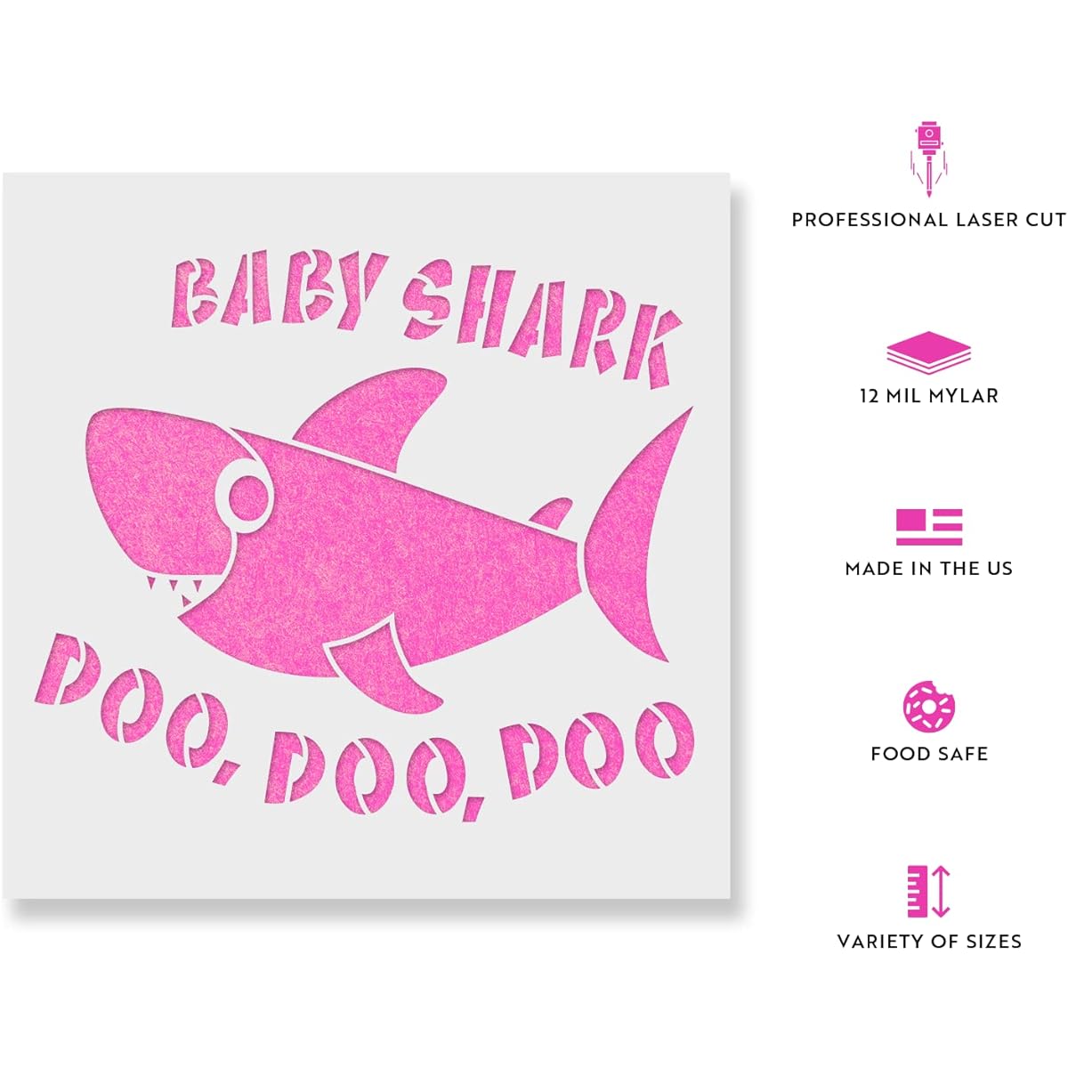 Baby Shark Stencil - Reusable Stencils for Painting - DIY Baby Shark Home Decor