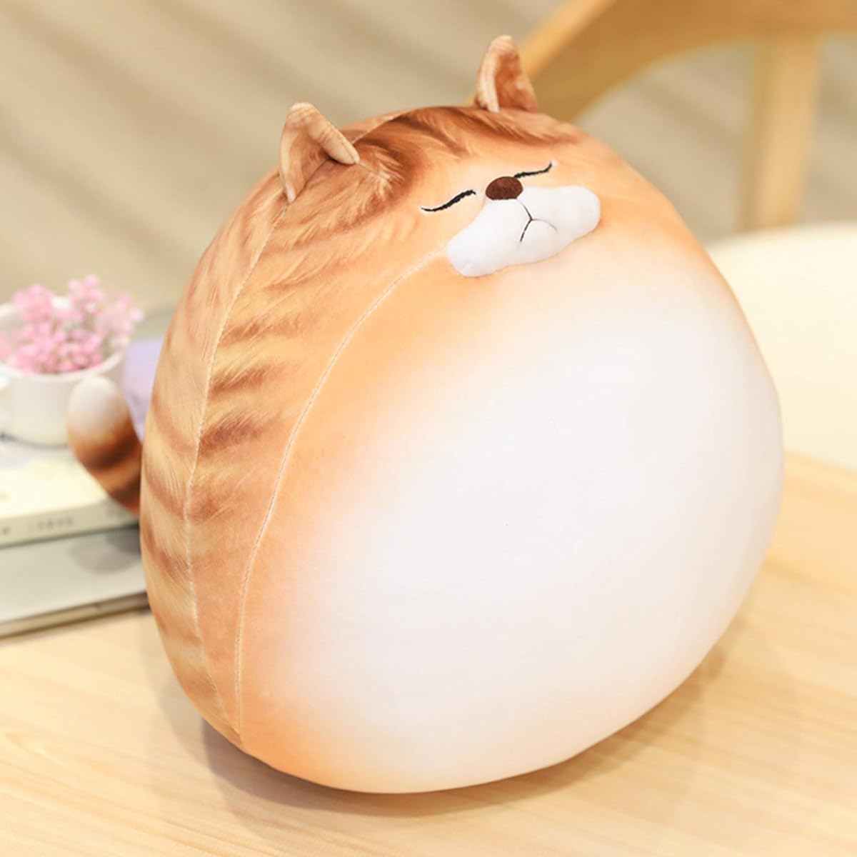 Cat stuffed animal, hug pillow, fluffy, cute, spherical, tabby cat, soft, cat stuffed animal, toy, sleeping companion, multi-functional, soothing, women, girls, gift, large, celebration, entrance ceremony gift, graduation gift, Christmas, gift