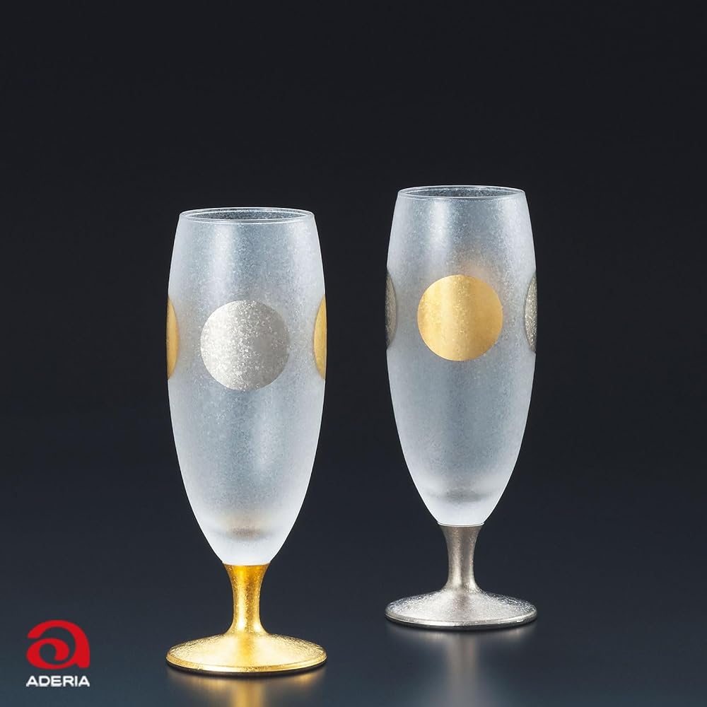 ADERIA Premium Nippon Taste Sun Moon Short Stem Pair Set 125ml Made in Japan Cosmetic Box Glass Cup Wedding Gift Beer Stylish Present Glass Sake Birthday Women Tumbler Sixtieth Birthday Men Retirement Whiskey Father Anniversary Wife Gift Respect for the
