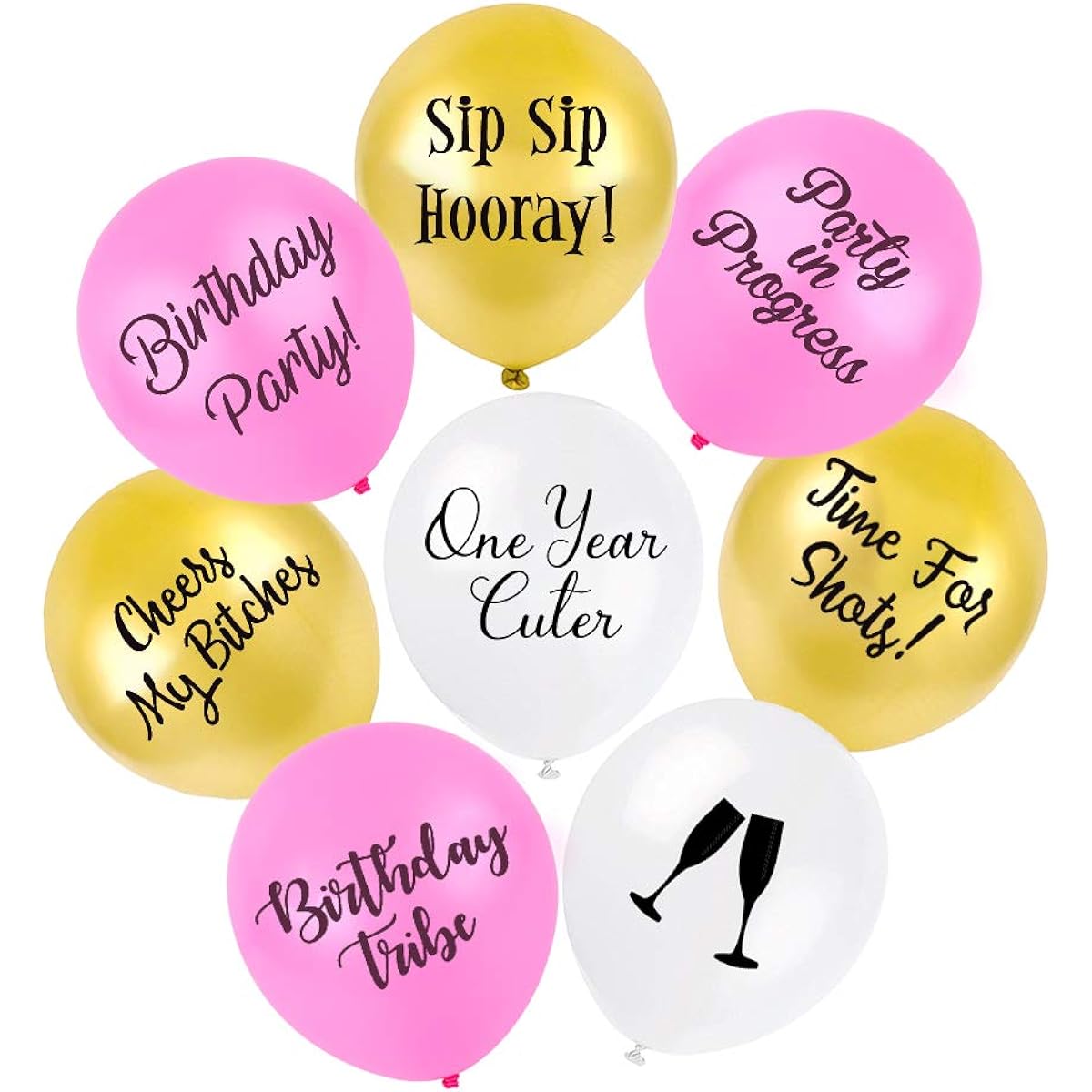 Cute and Funny Birthday Party Balloons for Women and Men | Pack of 16 | Pink White Gold Birthday Decor Balloons Party Gifts Naughty Supplies & Decorations | Gag Gifts Rude Offensive Rude Balloons