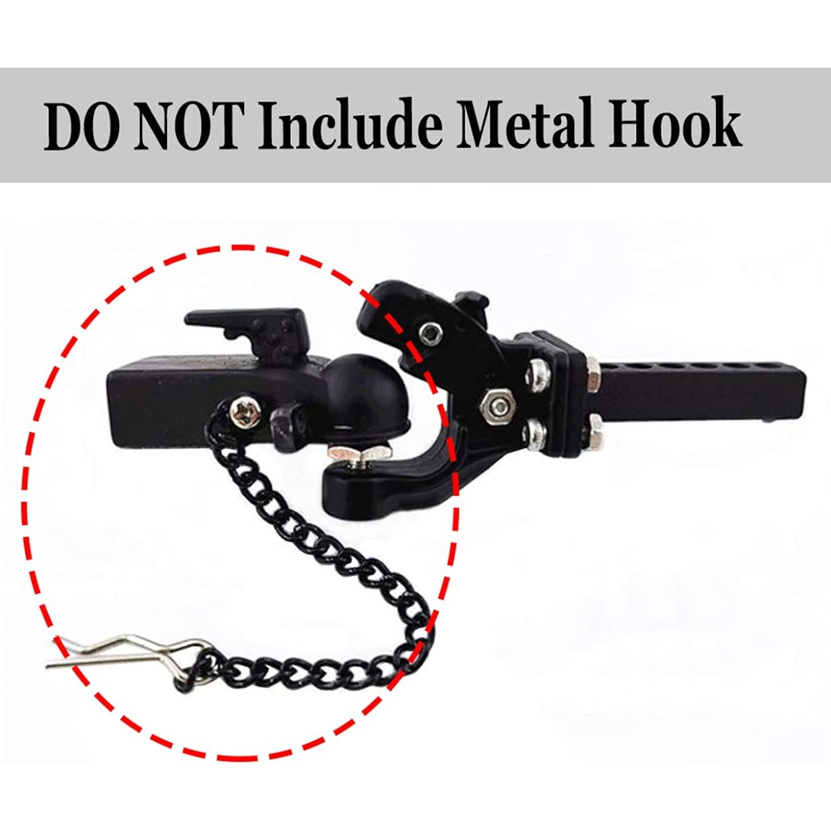 ShareGoo Metal Hitch Trailer Hook Ball Buckle Simulation Link Component for Traxxas TRX4 90046 90047 SCX10 1/10 RC Crawler Car Black