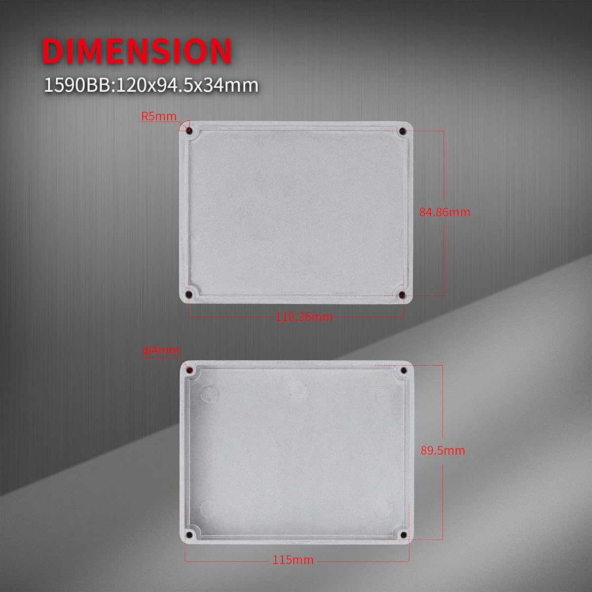 DaierTek 1590BB Aluminum Metal Stomp Box Case Guitar Pedal Enclosure Effect Enclosure Stomp Box Unpainted 120x94.5x34mm Toggle Switch Box