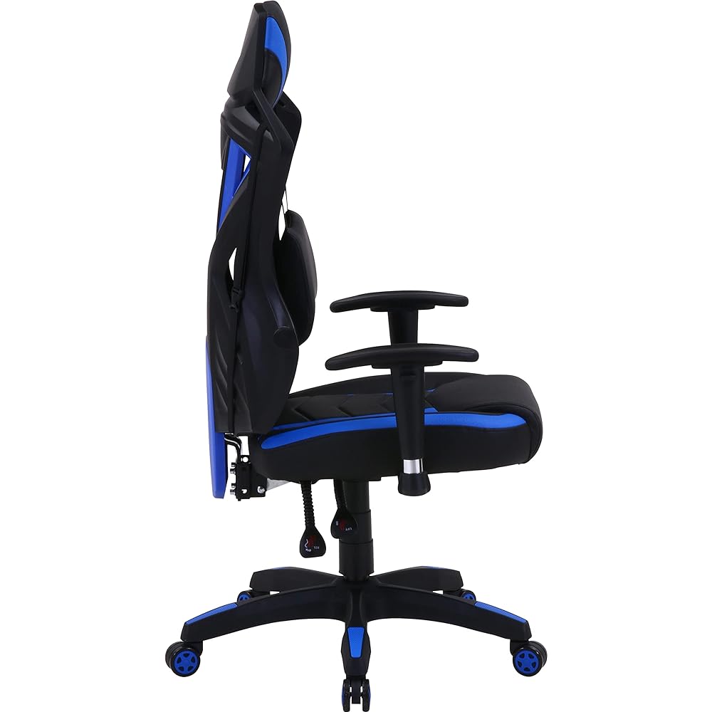 Fuji Boeki Gaming Chair Personal Chair Width 68.5 x Depth 65.5 x Height 118~125.5cm Blue Mesh Rotating Reclining Rays 19428