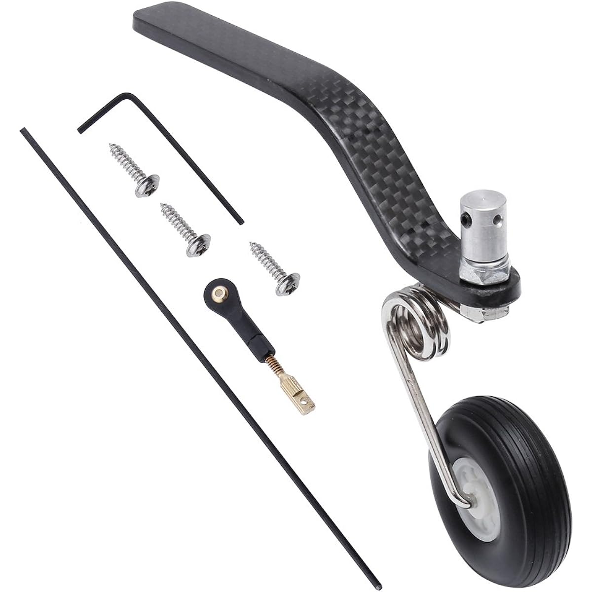 50cc Nitro Great Plane Landing Gear Carbon Tail Wheel Assembly 3.8cm Rubber Tyre Kit RC Aeroplane Replacement Parts