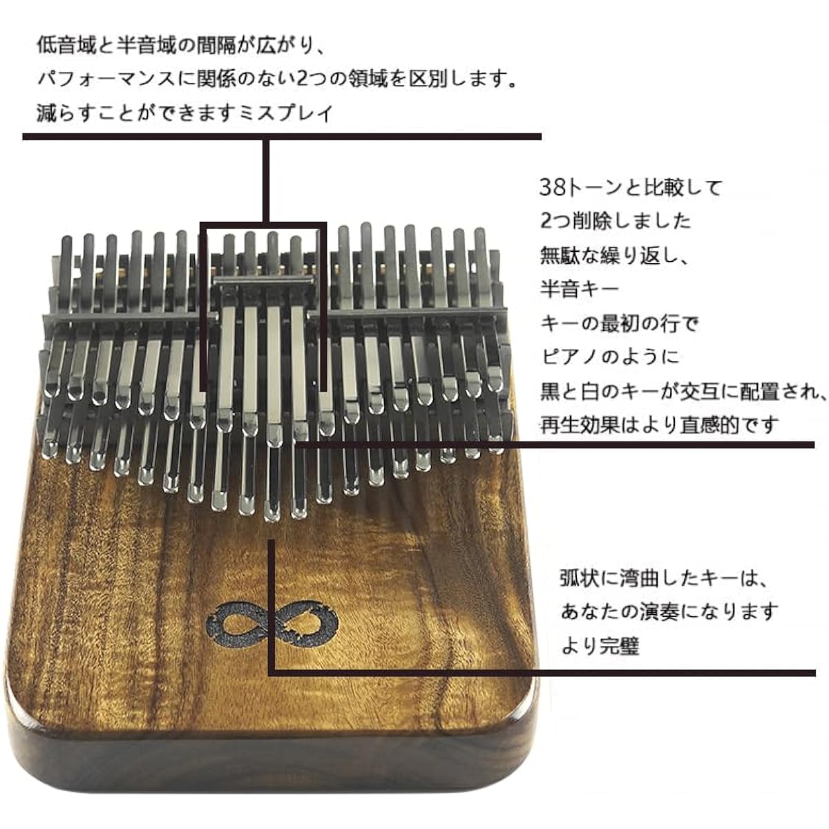 Loop 38 Key Kalimba, Professional Thumb Piano Kalimba, Chromatic Double Layer Thumb Piano, Solid Wood Soundboard, Ether Tone with Sustained Resonance, Thumb Piano Kalimba for Adult Enthusiasts Beginner Set Musical Instrument