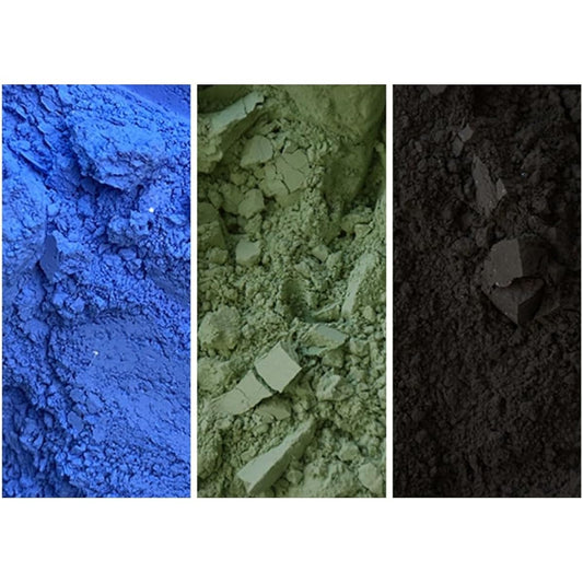 colorare The Water Collection - Effervescent Earth Natural Mineral Pigment 3 Pack (80ml | 2.7oz EA): Cobalt Blue F | Green F | Black F