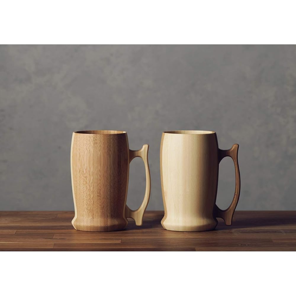 RIVERET Beer Mug Beer Stein 500ml Pair Set Dishwasher Safe White/Brown RV-204WB