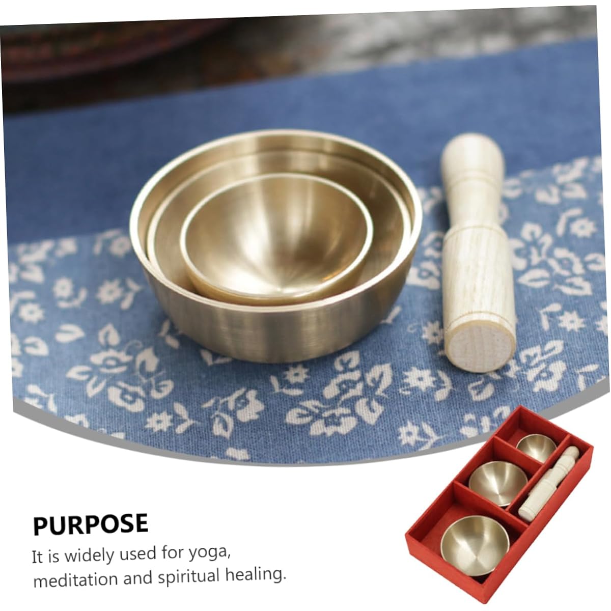 VINTORKY 1 Set Buddhist Music Bowl Tibetan Bowl Singing Bowl Mallet Light Mini Tibetan Singing Bowl Creative Singing Bowl Manual Buddha Singing Bowl