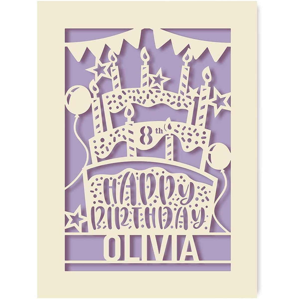 Personalized Birthday Cards Custom Happy Birthday Gifts for Her/Daughter/Kid/Son/Granddaughter/Friend/Girlfriend with Envelope 12th/13th/16th/18th/21st/30th/40th/70th(Lilac Purple)